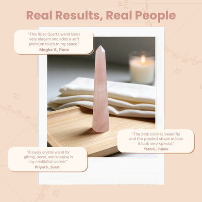 Pink Rose Quartz Jumbo Healing Wand - Reiki Crystal Healing Aura Chakra Vastu Feng Shui - plusvalueindia