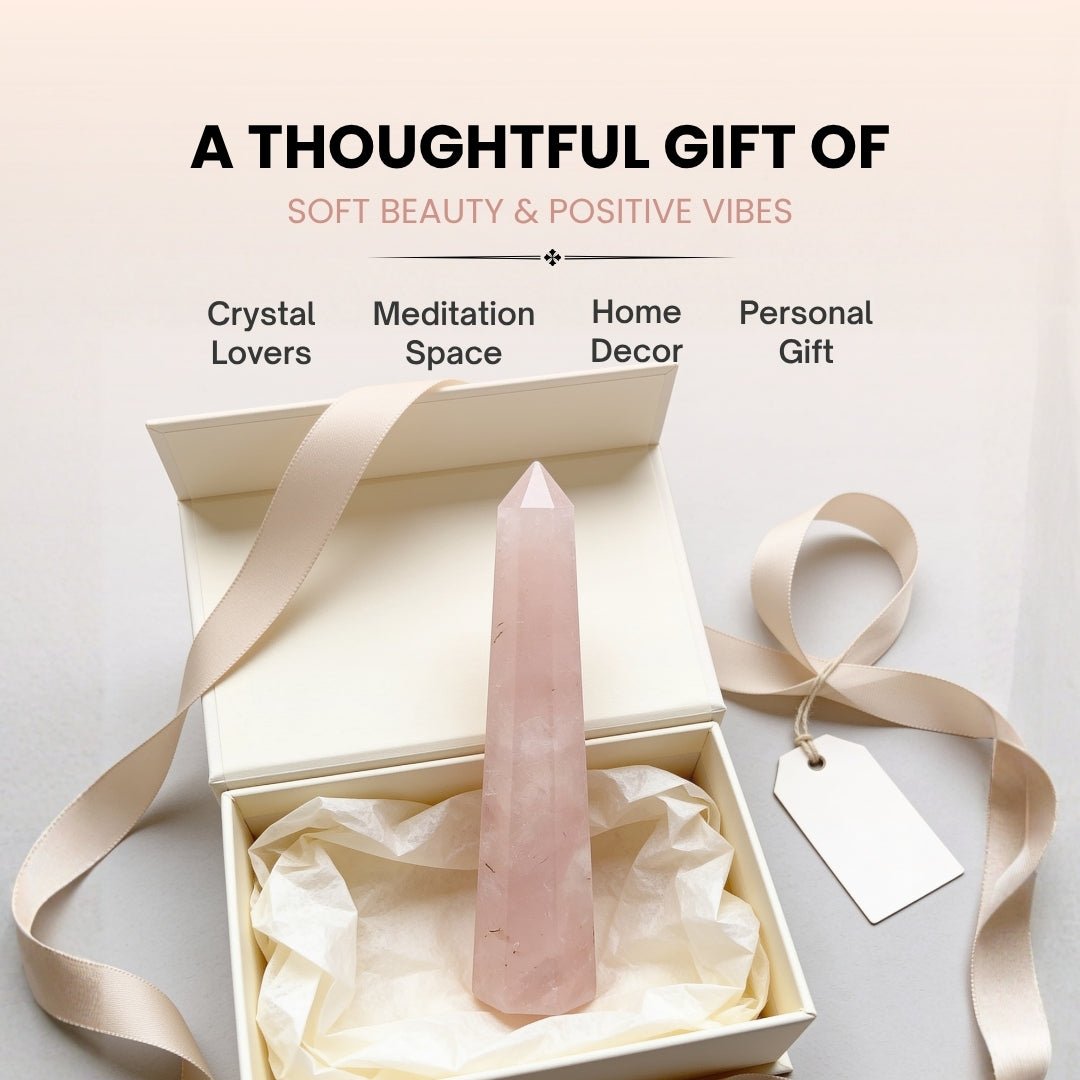 Pink Rose Quartz Jumbo Healing Wand - Reiki Crystal Healing Aura Chakra Vastu Feng Shui - plusvalueindia