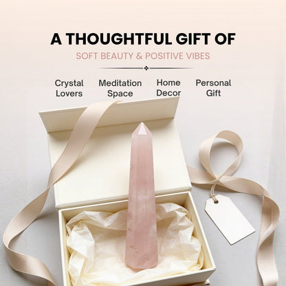 Pink Rose Quartz Jumbo Healing Wand - Reiki Crystal Healing Aura Chakra Vastu Feng Shui - plusvalueindia
