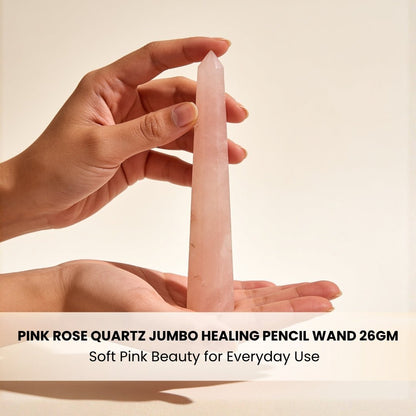 Pink Rose Quartz Jumbo Healing Wand - Reiki Crystal Healing Aura Chakra Vastu Feng Shui - plusvalueindia