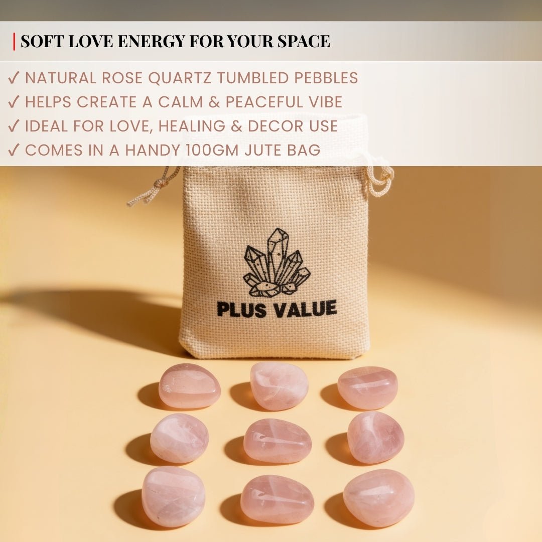 100 gm quantity of polished pink rose quartz tumbled pebbles
