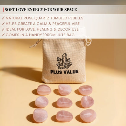 100 gm quantity of polished pink rose quartz tumbled pebbles