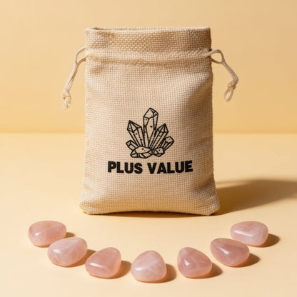 pink rose quartz natural tumbled pebbles with a 100 gm jute bag