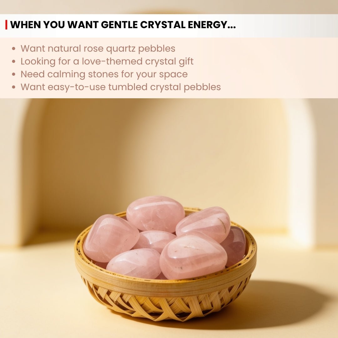 smooth polished surfaces and rounded shapes of rose quartz pebbles