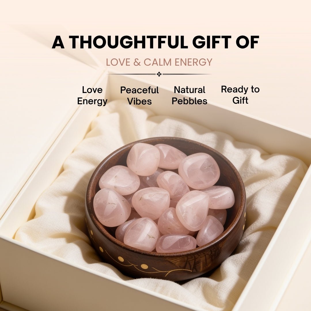rose quartz pebbles showing natural variation in colour, pattern and shape