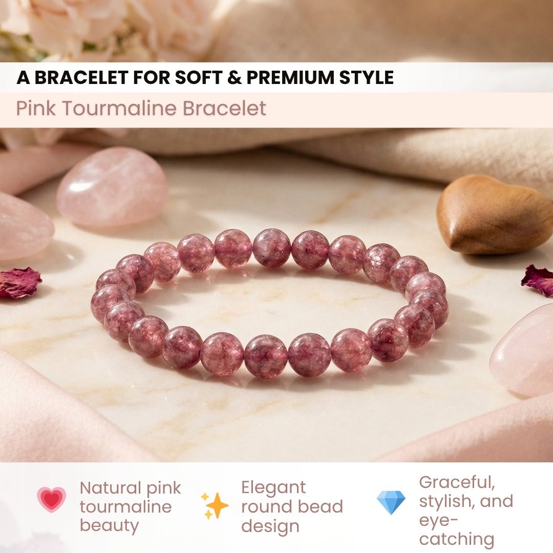 Pink Tourmaline Bracelet | Stylish Charm Crystal Bracelet - plusvalueindia