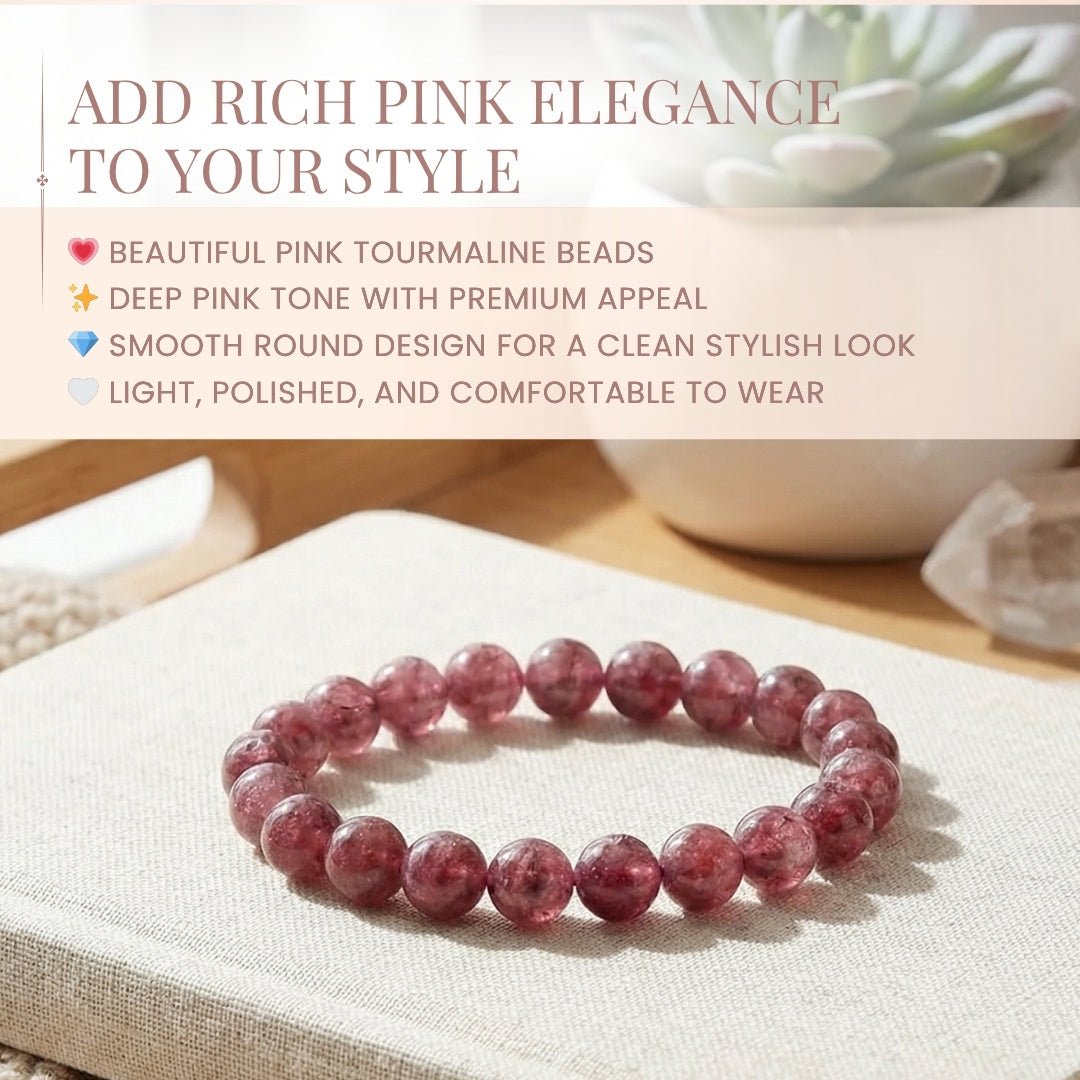 Pink Tourmaline Bracelet | Stylish Charm Crystal Bracelet - plusvalueindia