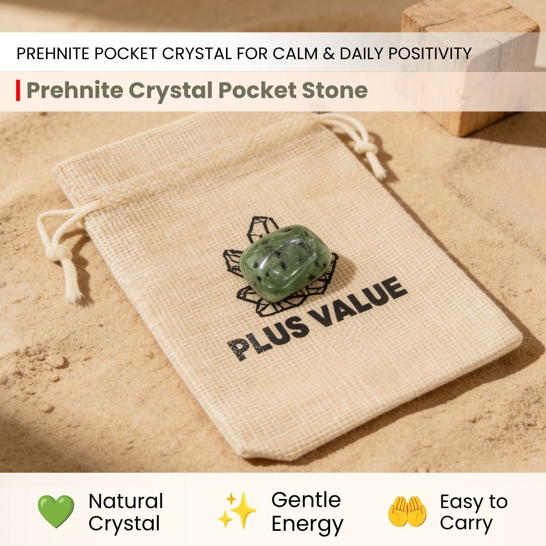 Pocket Crystal- Prehnite For Declutter, Meditation, Environment - plusvalueindia