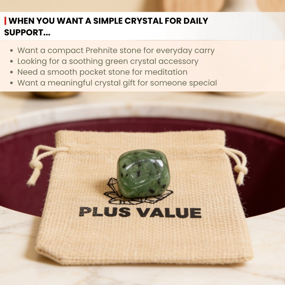 Pocket Crystal- Prehnite For Declutter, Meditation, Environment - plusvalueindia