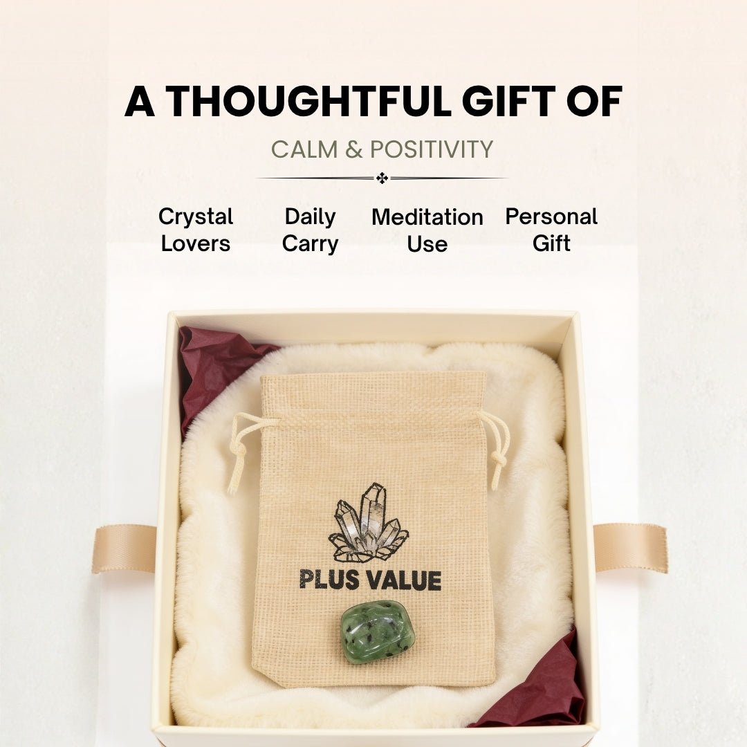 Pocket Crystal- Prehnite For Declutter, Meditation, Environment - plusvalueindia