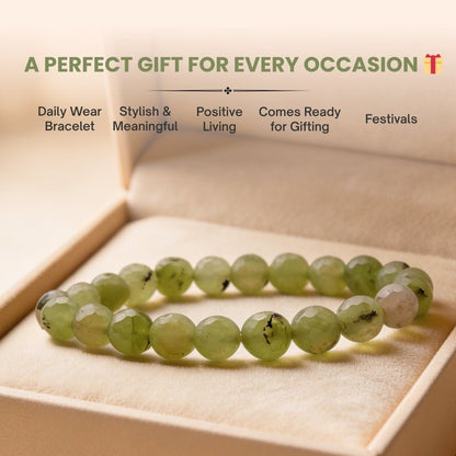 Prehnite Diamond Cut Bracelet (Beads Size 8mm) - plusvalueindia