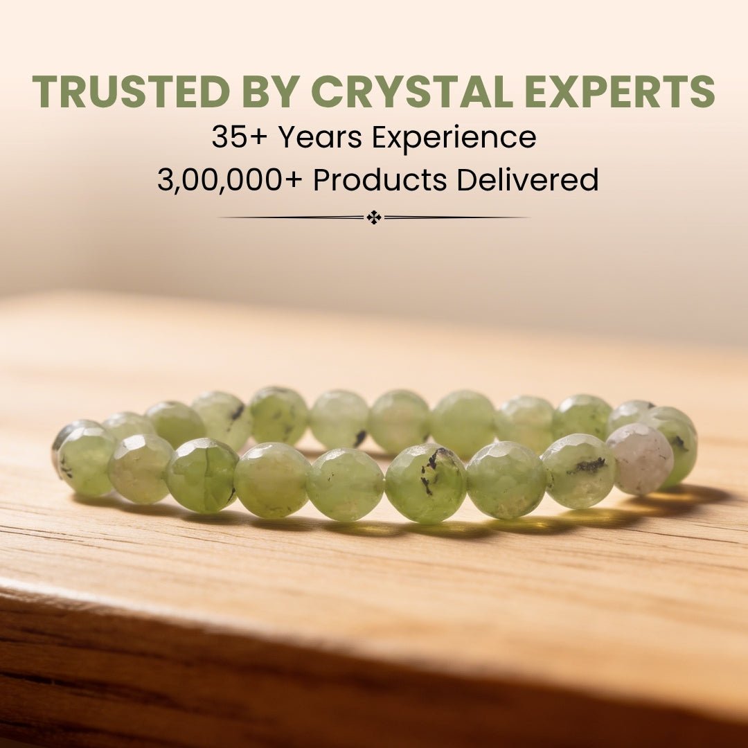 Prehnite Diamond Cut Bracelet (Beads Size 8mm) - plusvalueindia
