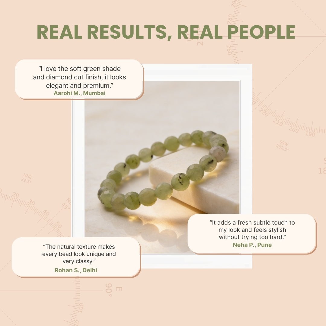Prehnite Diamond Cut Bracelet (Beads Size 8mm) - plusvalueindia