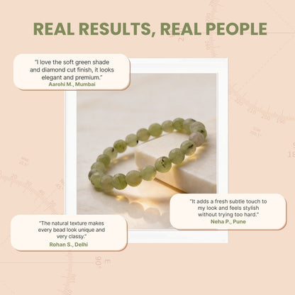 Prehnite Diamond Cut Bracelet (Beads Size 8mm) - plusvalueindia
