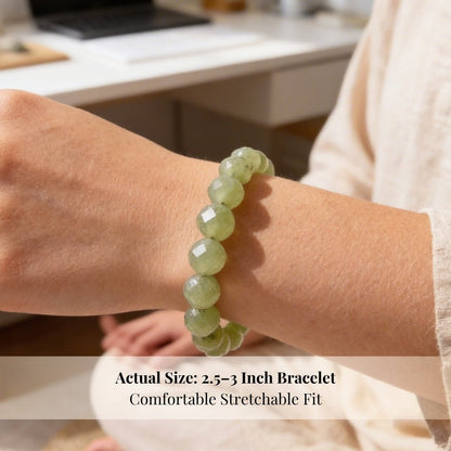 Prehnite Diamond Cut Bracelet (Beads Size 8mm) - plusvalueindia