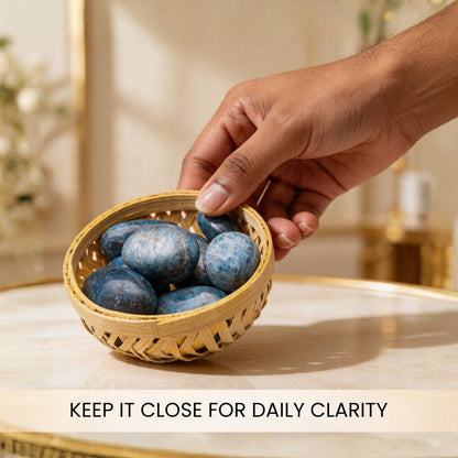Premium Blue Apatite Tumbled Stone Pebbles - plusvalueindia