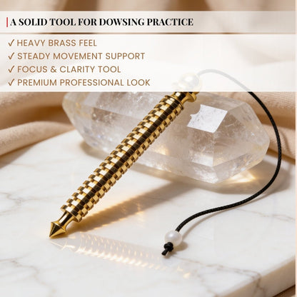 Premium Long Brass Dowsing Pendulum with Dowsing Charts & Attractive Jute Bag - plusvalueindia