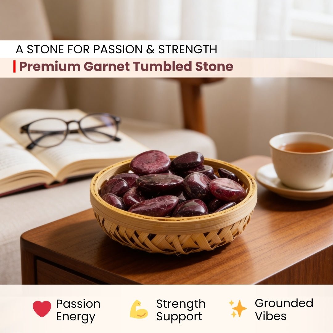 Premium Garnet Tumbled Pebbles - Crystal Energy for Clarity & Focus - plusvalueindia