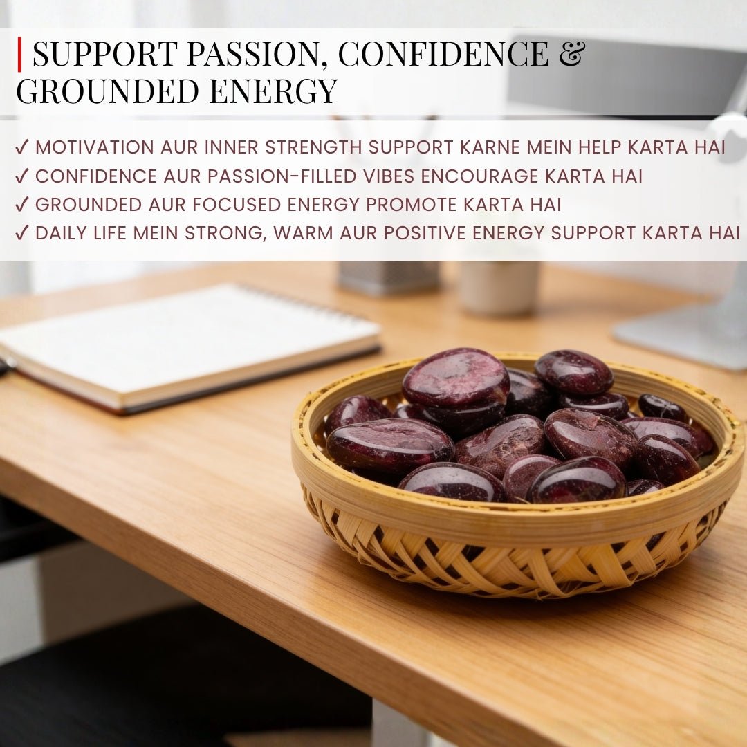 Premium Garnet Tumbled Pebbles - Crystal Energy for Clarity & Focus - plusvalueindia