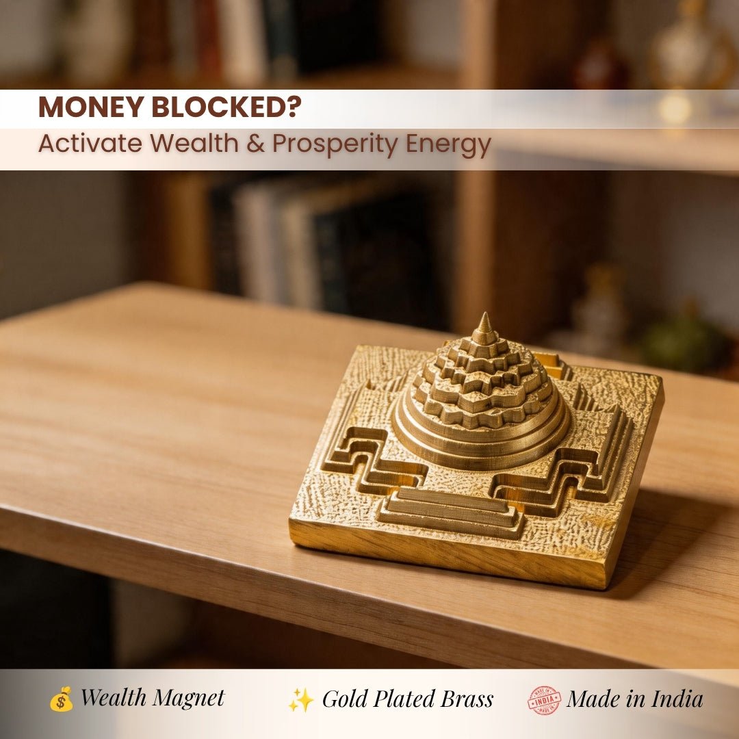 Meru Shri Yantra Gold Plated - 3D Vastu Yantra for Wealth & Prosperity, Home & Office Pooja, CNC Cut - plusvalueindia