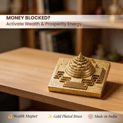 Meru Shri Yantra Gold Plated - 3D Vastu Yantra for Wealth & Prosperity, Home & Office Pooja, CNC Cut - plusvalueindia