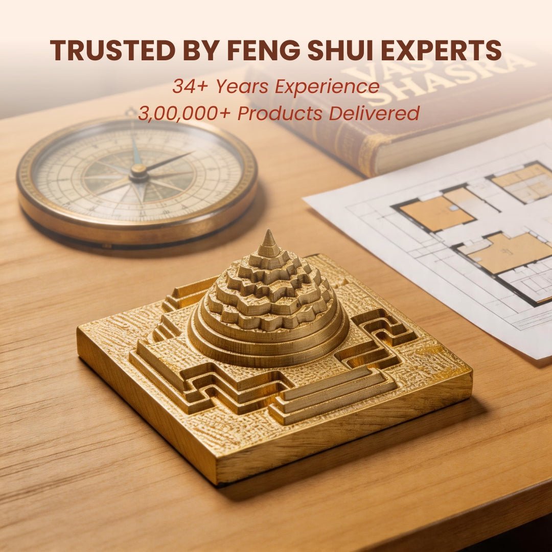 Meru Shri Yantra Gold Plated - 3D Vastu Yantra for Wealth & Prosperity, Home & Office Pooja, CNC Cut - plusvalueindia
