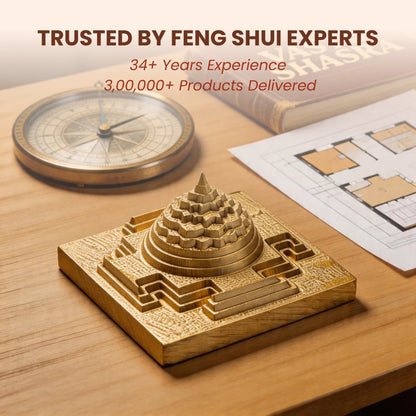 Meru Shri Yantra Gold Plated - 3D Vastu Yantra for Wealth & Prosperity, Home & Office Pooja, CNC Cut - plusvalueindia