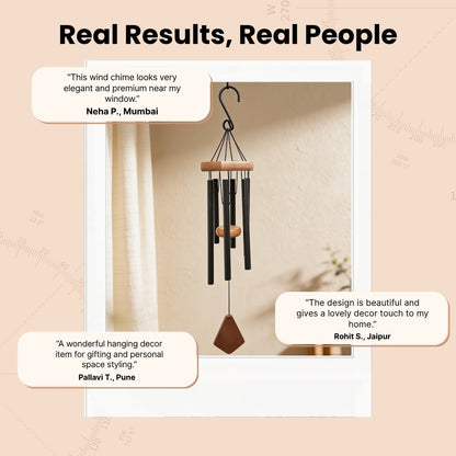Feng Shui Metal Wind Chimes for Home Bungalow Villa Garden Decor 6 Pipes [42 Inches, Black Color, Big Size] (Model W-151) - plusvalueindia