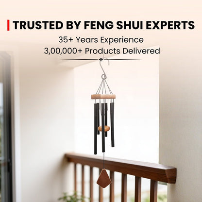 Feng Shui Metal Wind Chimes for Home Bungalow Villa Garden Decor 6 Pipes [42 Inches, Black Color, Big Size] (Model W-151) - plusvalueindia