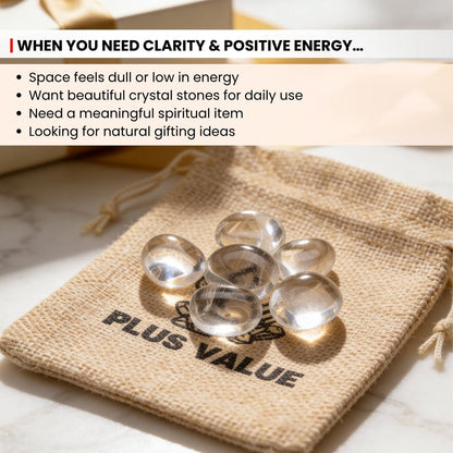 Natural Clear Quartz Crystal Tumbled AAA+ Stone Pebbles - plusvalueindia