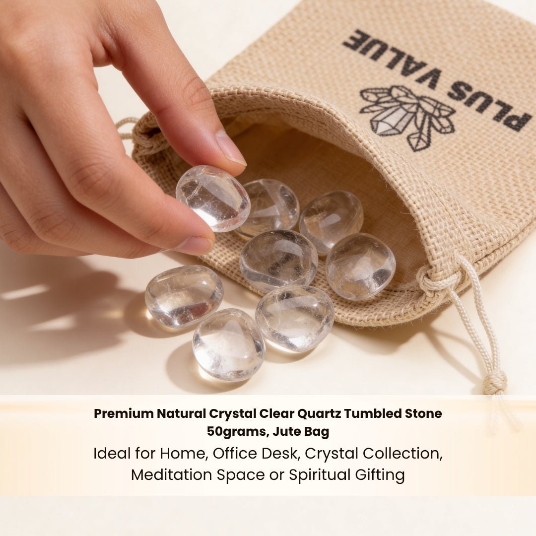 Natural Clear Quartz Crystal Tumbled AAA+ Stone Pebbles - plusvalueindia