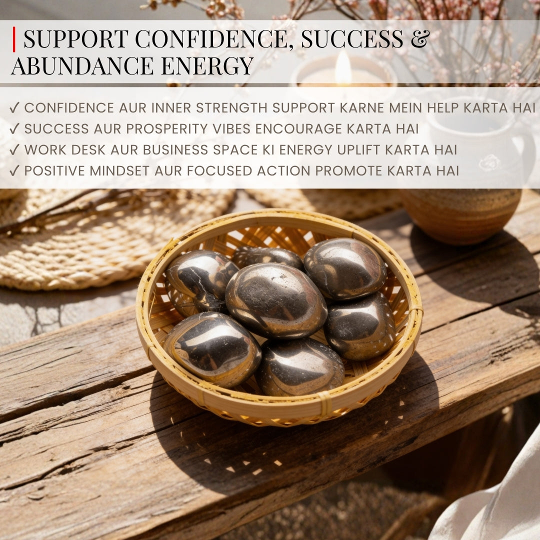 Premium Pyrite Tumbled Pebbles Stone for Wealth & Money Attraction