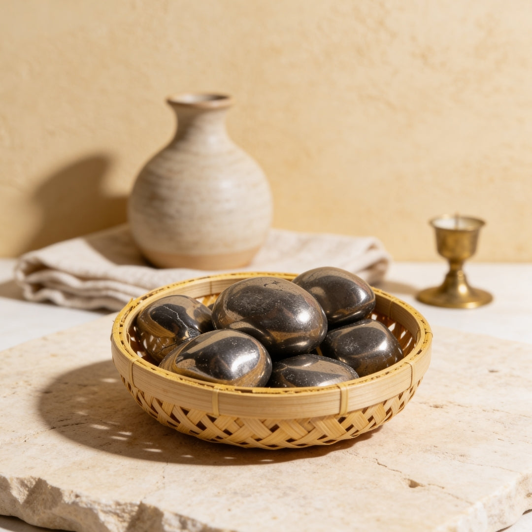 Premium Pyrite Tumbled Pebbles Stone for Wealth & Money Attraction