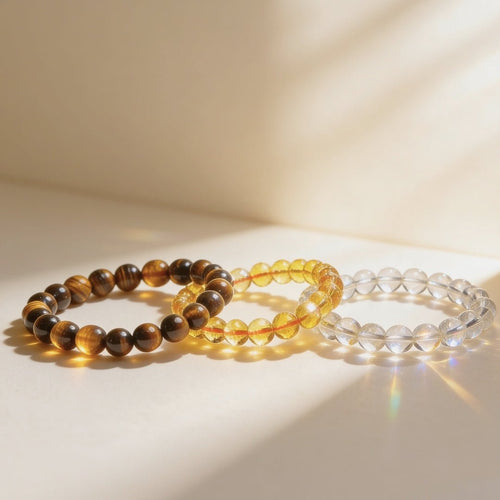 Premium Trio Bracelets Citrine, Crystal & Tiger Eye - plusvalueindia