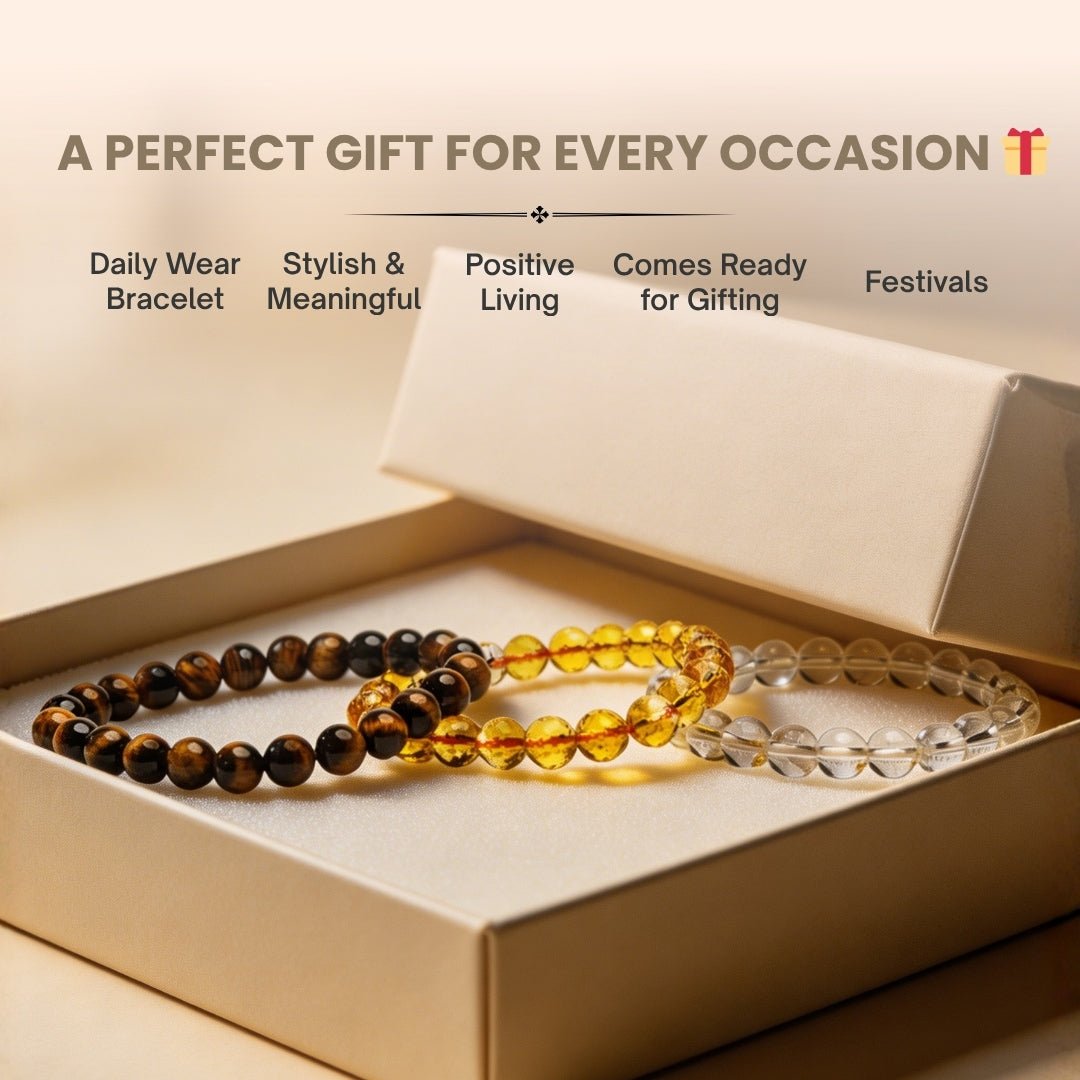 Premium Trio Bracelets Citrine, Crystal & Tiger Eye - plusvalueindia