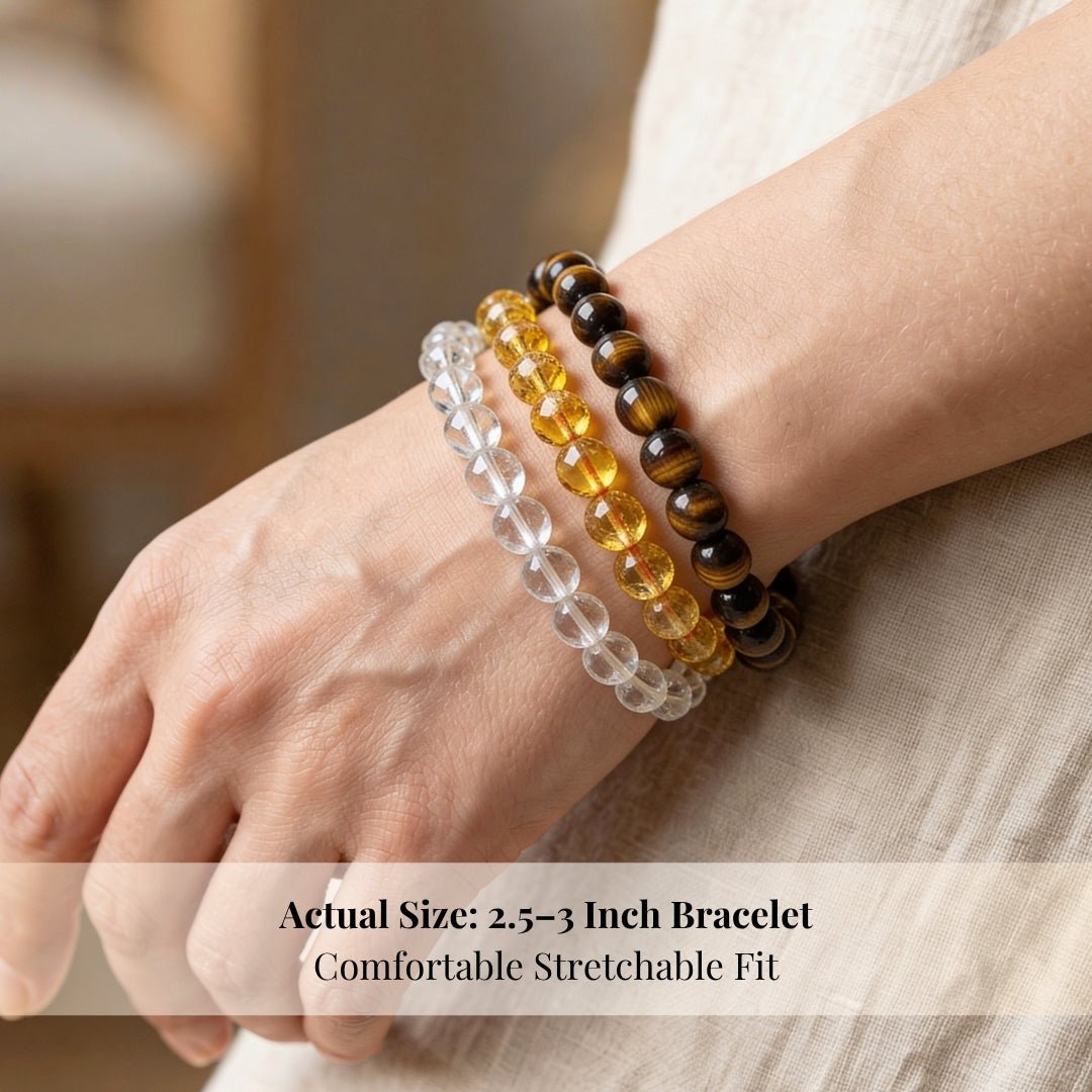 Premium Trio Bracelets Citrine, Crystal & Tiger Eye - plusvalueindia