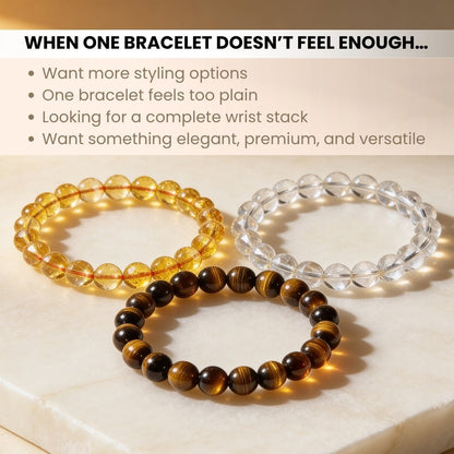 Premium Trio Bracelets Citrine, Crystal & Tiger Eye - plusvalueindia