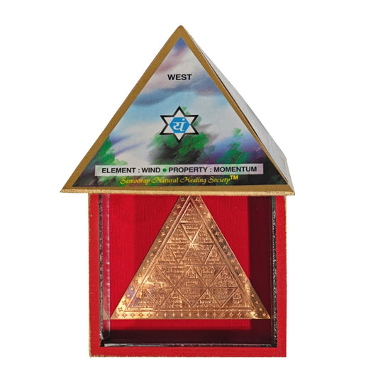 Property Buying and Bhoomi Dosh Nashak Yantra embedded inside a sacred Wish Pyramid box with brass lid