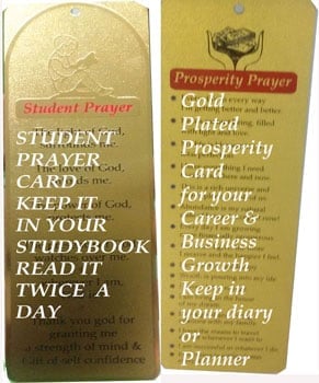 Buy Prosperity  &amp; Student Prayer in Gold plated card online in india 