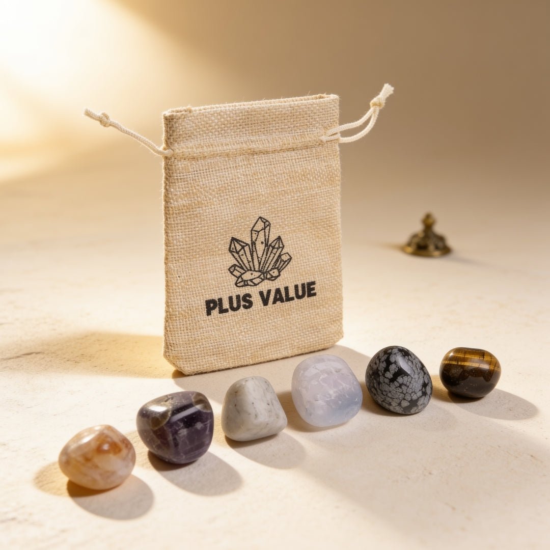 Protection for Children pocket crystal bag featuring gentle shielding tumbled gemstones in a drawstring pouch