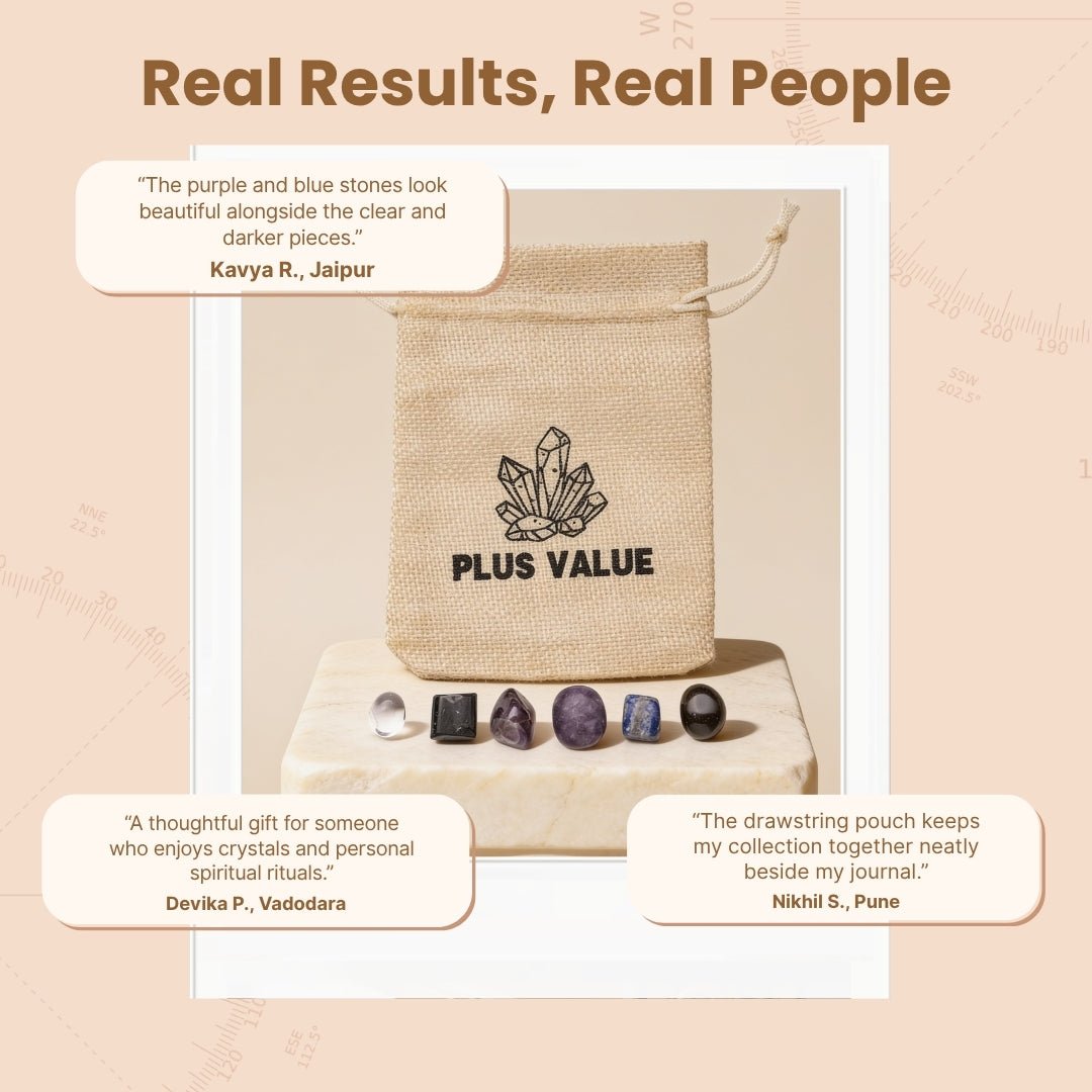 Psychic Awareness and Protection crystal bag displayed beside an informational guide card and gift-ready packaging