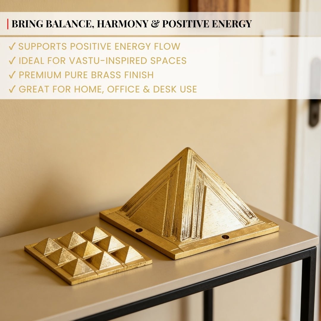 Brass Pyramid 2.5inch for North-West Home, Office, Plots Vastu Shastra Remedies Product - plusvalueindia