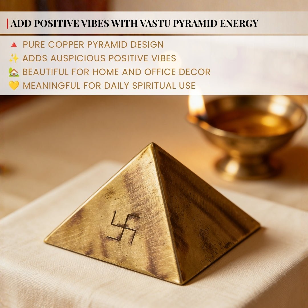 Copper Vastu Pyramid Products & Remedies for Home, Temple, Main Door, Kitchen, Bedroom (3.5-inches, Hollow Dome) - plusvalueindia