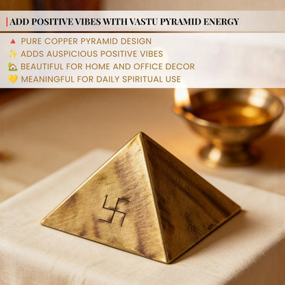 Copper Vastu Pyramid Products & Remedies for Home, Temple, Main Door, Kitchen, Bedroom (3.5-inches, Hollow Dome) - plusvalueindia