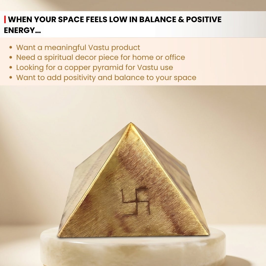 Copper Vastu Pyramid Products & Remedies for Home, Temple, Main Door, Kitchen, Bedroom (3.5-inches, Hollow Dome) - plusvalueindia