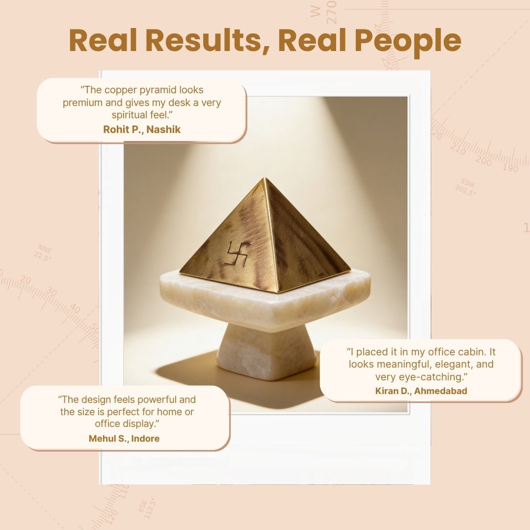 Copper Vastu Pyramid Products & Remedies for Home, Temple, Main Door, Kitchen, Bedroom (3.5-inches, Hollow Dome) - plusvalueindia