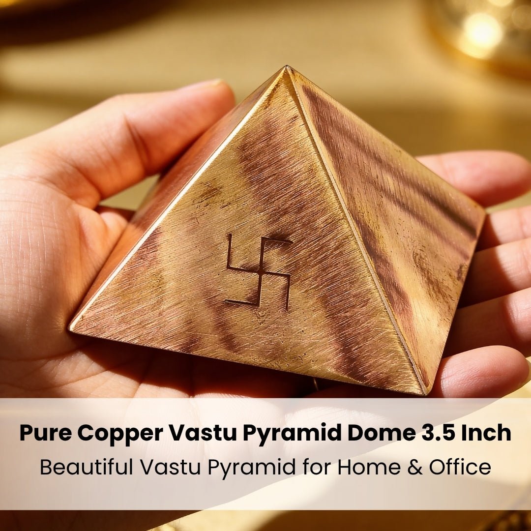 Copper Vastu Pyramid Products & Remedies for Home, Temple, Main Door, Kitchen, Bedroom (3.5-inches, Hollow Dome) - plusvalueindia