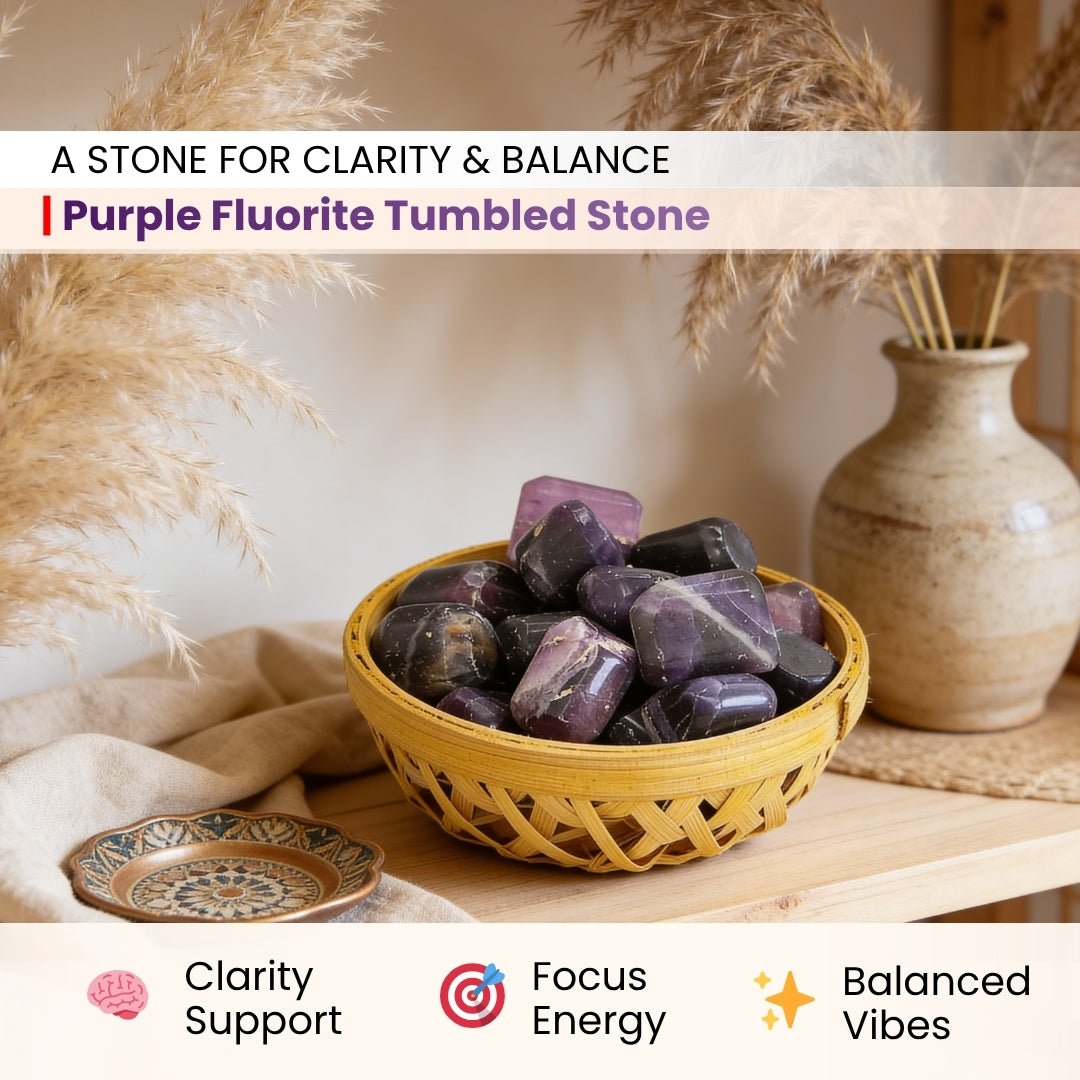 Purple Fluorite Tumbled Stone Pebbles - plusvalueindia