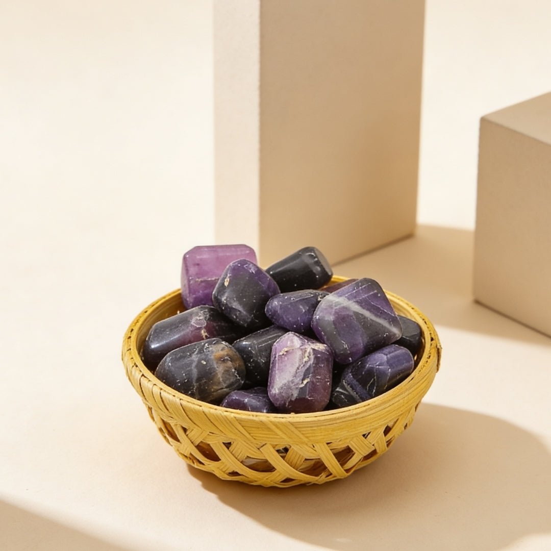 Purple Fluorite Tumbled Stone Pebbles - plusvalueindia