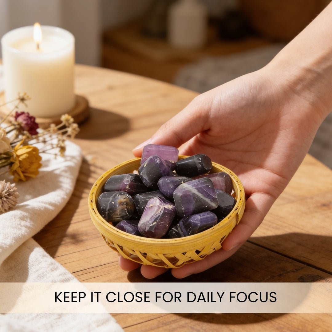 Purple Fluorite Tumbled Stone Pebbles - plusvalueindia